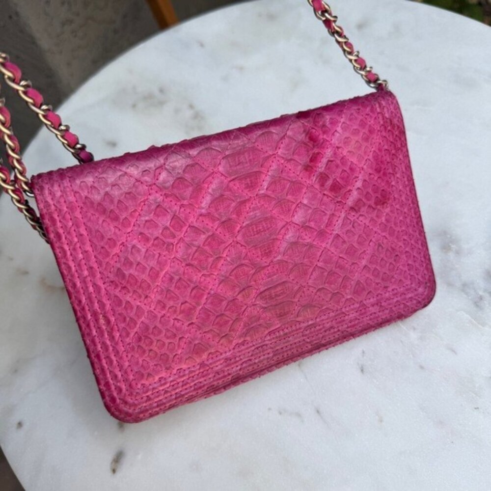 Chanel Exotic Python Boy WOC Wallet on Chain Crossbody - Picture 6 of 15